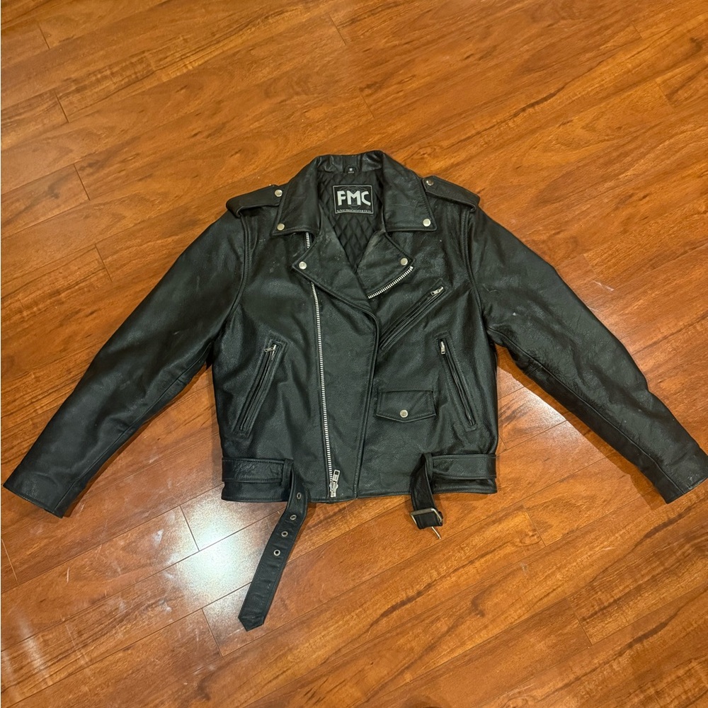 FMC Black 100% Leather Jacket for Men